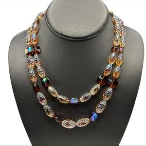 Vintage Hobe’ Molded Glass Bead Double Strand Necklace